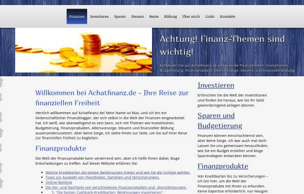 Vorschau von www.achatfinanz.de, Schwedter Finanzierungsbüro, Inh. Dirk Stadie