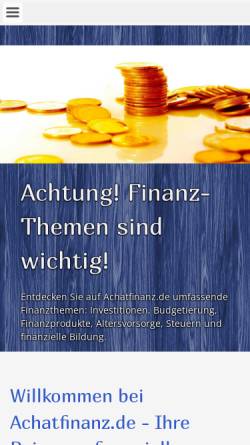 Vorschau der mobilen Webseite www.achatfinanz.de, Schwedter Finanzierungsbüro, Inh. Dirk Stadie
