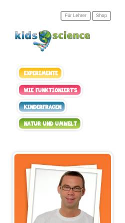 Vorschau der mobilen Webseite www.kids-and-science.de, Kids and Science