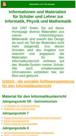 Vorschau der mobilen Webseite www.tinohempel.de, Materialien von Tino Hempel
