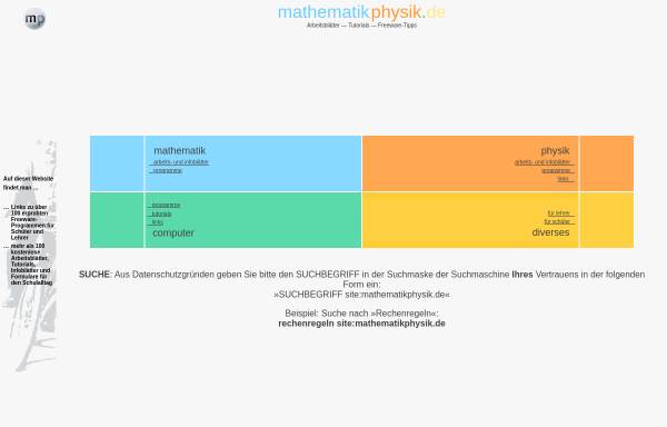 Vorschau von www.mathematikphysik.de, Mathematikphysik.de
