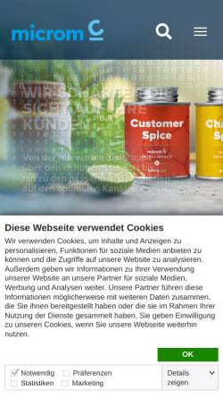 Vorschau der mobilen Webseite www.microm.de, Microm Micromarketing-Systeme und Consult GmbH