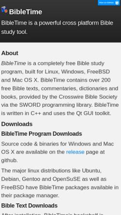 Vorschau der mobilen Webseite www.bibletime.info, BibleTime
