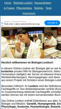 Vorschau der mobilen Webseite www.biologie-lexikon.de, Biologie-Lexikon