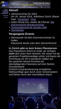 Vorschau der mobilen Webseite www.plani.ch, Planetarium Zürich