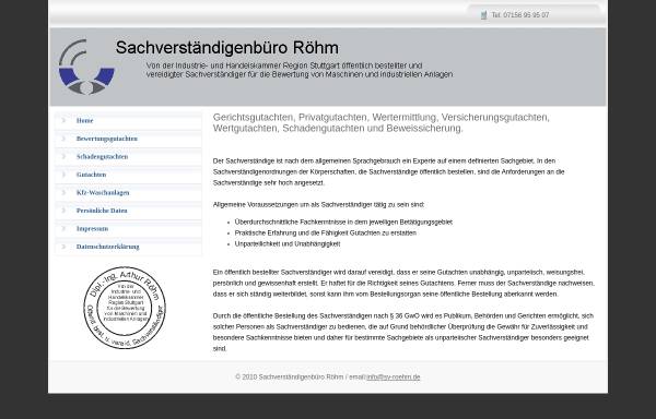 Vorschau von www.sv-roehm.de, Sachverständigenbüro Dipl.-Ing. Arthur Röhm