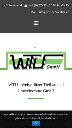 Vorschau der mobilen Webseite www.wtu-weischlitz.de, Weischlitzer Tiefbau und Umweltschutz GmbH