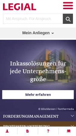 Vorschau der mobilen Webseite www.legial.de, D.A.S. Prozessfinanzierung AG