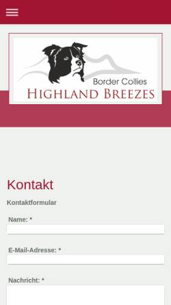 Vorschau der mobilen Webseite www.highland-breezes.de, Highland Breezes