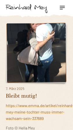 Vorschau der mobilen Webseite www.reinhard-mey.de, Mey, Reinhard