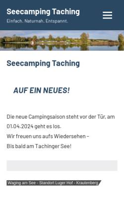 Vorschau der mobilen Webseite www.seecamping-taching.de, Taching am See