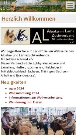 Vorschau der mobilen Webseite www.alpakas-lamas.org, Alpaka- und Lama-Zuchtverband Sachsen e.V.
