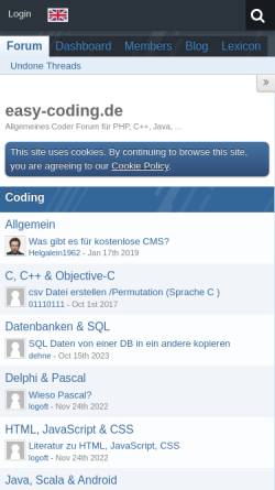 Vorschau der mobilen Webseite www.easy-coding.de, Easy-Coding