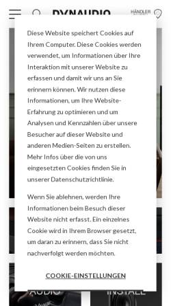 Vorschau der mobilen Webseite www.dynaudio.de, Dynaudio International GmbH