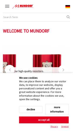 Vorschau der mobilen Webseite www.mundorf.com, Mundorf EB GmbH