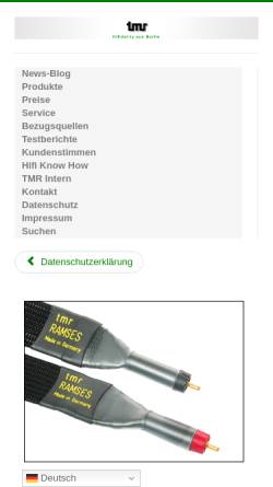 Vorschau der mobilen Webseite www.tmr-audio.de, TMR Elektronik GmbH