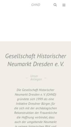 Vorschau der mobilen Webseite www.neumarkt-dresden.de, Gesellschaft Historischer Neumarkt Dresden e.V.