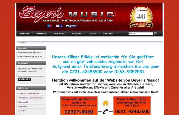 Vorschau von www.beyers-music.de, Beyer's Music GmbH
