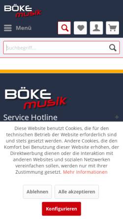 Vorschau der mobilen Webseite www.boeke-musik.de, Böke Musik, Inh. Andreas Rahmann