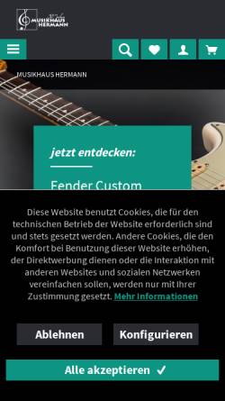 Vorschau der mobilen Webseite www.musikhaus-hermann.de, Musikhaus Hermann oHG