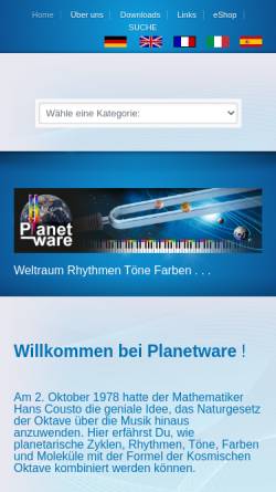 Vorschau der mobilen Webseite www.planetware.de, Planetware - Holistic Instruments