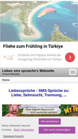 Vorschau der mobilen Webseite liebes-sms-sprueche.beepworld.de, Liebes SMS Sprüche