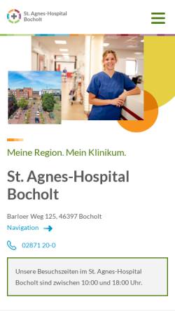 Vorschau der mobilen Webseite www.klinikum-westmuensterland.de, St.-Agnes-Hospital Bocholt