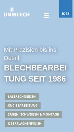Vorschau der mobilen Webseite www.uniblech.de, Uniblech GmbH