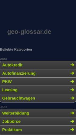 Vorschau der mobilen Webseite www.geo-glossar.de, Geo-Glossar