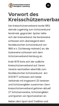 Vorschau der mobilen Webseite www.ndsb-rz.de, Kreisschützenverband Herzogtum Lauenburg