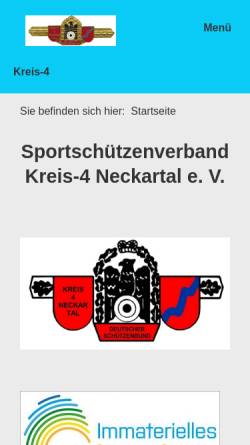 Vorschau der mobilen Webseite www.kreis-4.de, Sportschützenverband Kreis 4 Neckartal