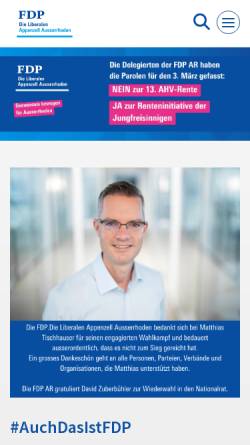 Vorschau der mobilen Webseite www.fdp-ar.ch, FDP.Die Liberalen Appenzell Ausserrhoden