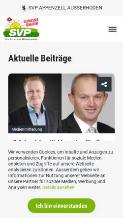Vorschau der mobilen Webseite www.svp-ar.ch, Schweizerische Volkspartei Appenzell Ausserrhoden - SVP