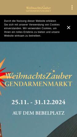 Vorschau der mobilen Webseite www.gendarmenmarktberlin.de, Berlin Gendarmenmarkt Weihnachtszauber