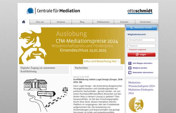 Vorschau von www.centrale-fuer-mediation.de, Centrale für Mediation Dr. Otto Schmidt GmbH & Co. KG