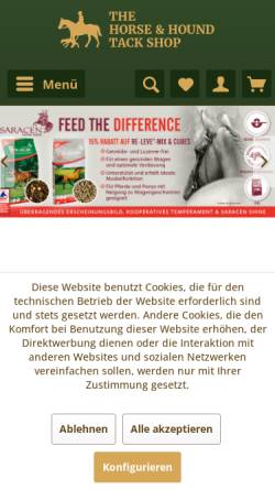 Vorschau der mobilen Webseite www.horse-hound-tack-shop.de, The Horse & Hound Tack Shop