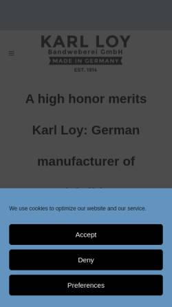 Vorschau der mobilen Webseite loy-medal-ribbons.com, Karl Loy Bandweberei GmbH