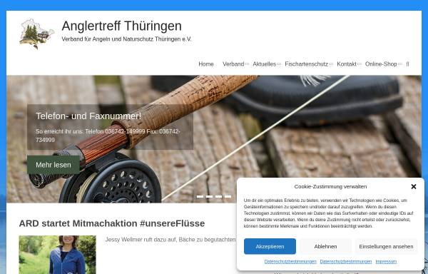 Vorschau von www.anglertreff-thueringen.de, Verband für Angeln und Naturschutz Thüringen e.V.