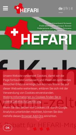 Vorschau der mobilen Webseite www.hefari.ch, Helvetischer Fasnachtsring (HEFARI)