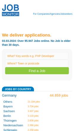 Vorschau der mobilen Webseite jobmonitor.com, Jobmonitor