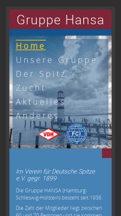 Vorschau der mobilen Webseite www.spitze-hansa.de, Gruppe Hansa des Vereins für Deutsche Spitze e.V.