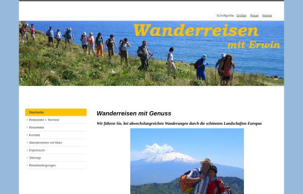 Vorschau von www.wander-touren.de, Wanderreisen mit Erwin
