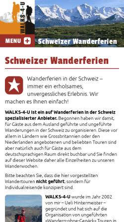 Vorschau der mobilen Webseite www.walks-4-u.ch, Walks 4 U