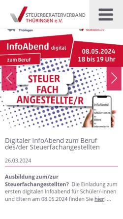 Vorschau der mobilen Webseite stbverband-thueringen.de, Steuerberaterverband Thüringen e.V.