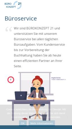 Vorschau der mobilen Webseite buerokonzept21.de, Bürokonzept 21