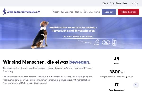 Vorschau von www.aerzte-gegen-tierversuche.de, Vereinigung 