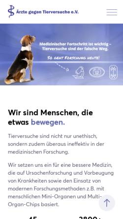 Vorschau der mobilen Webseite www.aerzte-gegen-tierversuche.de, Vereinigung 