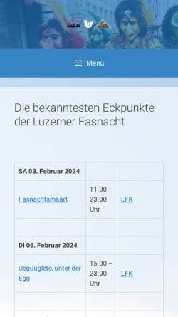 Vorschau der mobilen Webseite www.luzerner-fasnacht.ch, Vereinigte Luzerner Fasnachtsgesellschaft