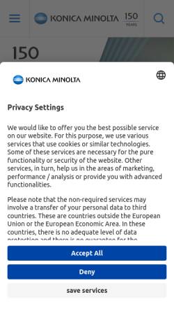 Vorschau der mobilen Webseite www.konicaminolta.eu, Konica Minolta Europe GmbH