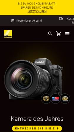 Vorschau der mobilen Webseite www.nikon.de, Nikon Deutschland